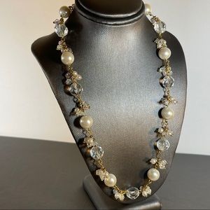 Faux Pearl Swarovski Crystal 8.5” Strand Necklace